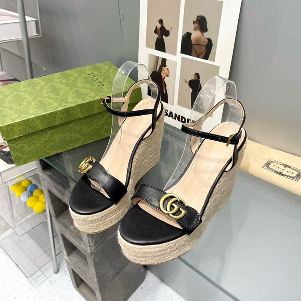 G*u*i  women’s gg espadrille wedge sandals