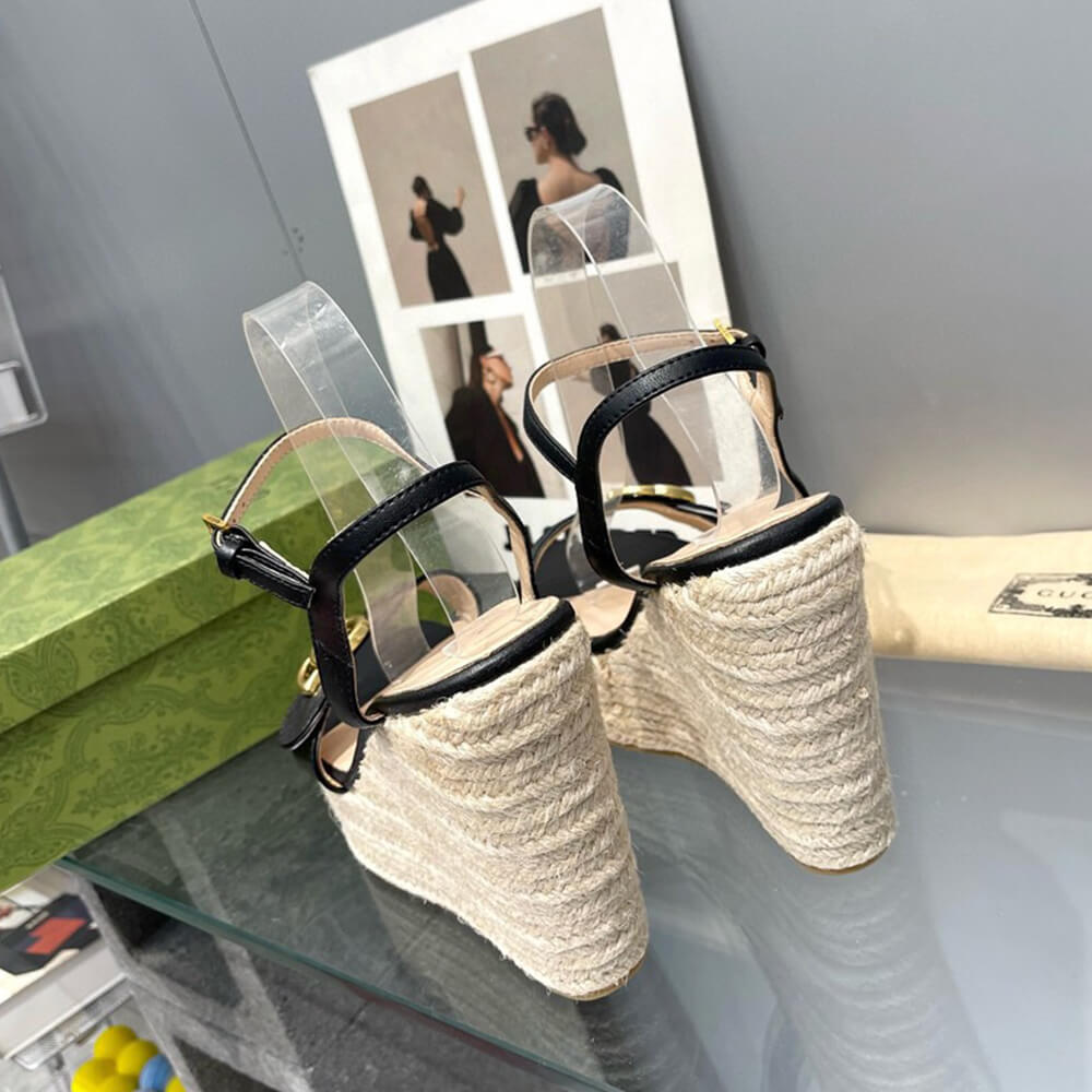 G*u*i  women’s gg espadrille wedge sandals