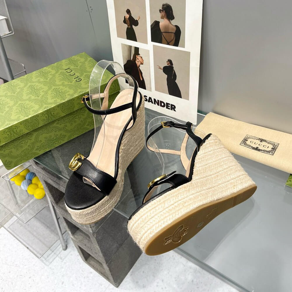 G*u*i  women’s gg espadrille wedge sandals