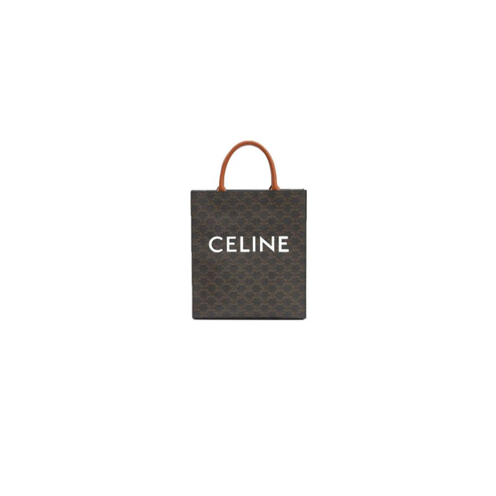 Ce**e vertical cabas bag in calfskin with logo print and Ce**e print