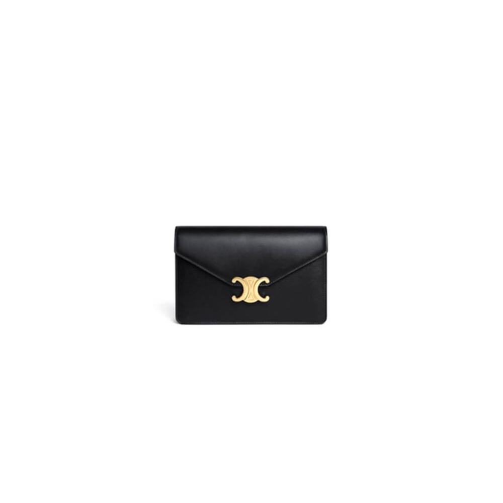 Ce**e margo shiny calfskin leather chain wallet